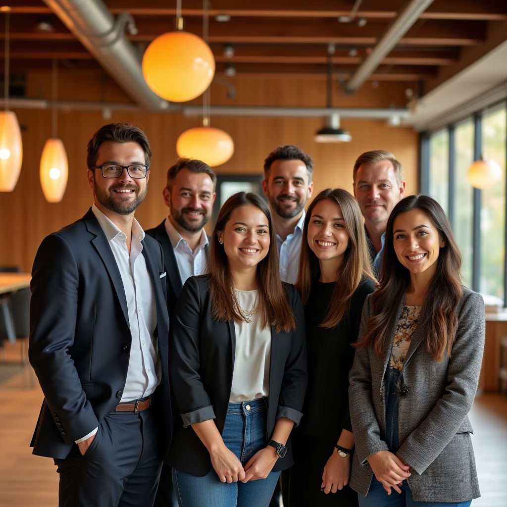 Equipo celebrando logros y premios